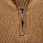 Men's Quarter-Zip Knit Polo Shirt with Stripe Cuffs