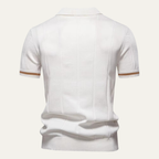 Men's Quarter-Zip Knit Polo Shirt with Stripe Cuff Trim