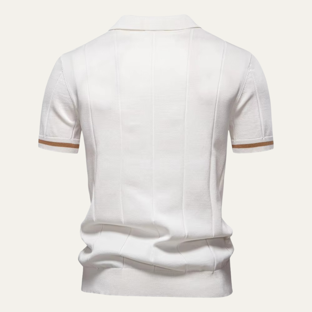 Men's Quarter-Zip Knit Polo Shirt with Stripe Cuff Trim