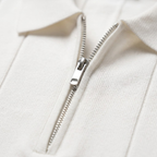Men's Quarter-Zip Knit Polo Shirt with Stripe Cuff Trim