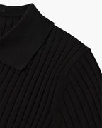 Men's Ribbed Short Sleeve Polo with Open Placket