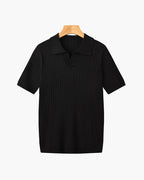 Men's Ribbed Short Sleeve Polo with Open Placket