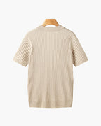 Men's Ribbed Short Sleeve Polo with Open Placket