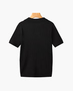 Men's Ribbed Short Sleeve Polo with Open Placket