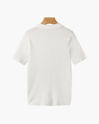 Men's Ribbed Short Sleeve Polo with Open Placket