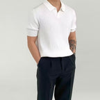 Men's Ribbed Short Sleeve Polo with Open Placket