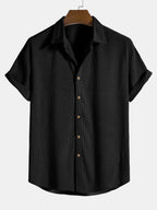 Men's Ribbed Texture Short Sleeve Shirt