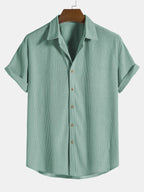 Men's Ribbed Texture Short Sleeve Shirt