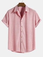 Men's Ribbed Texture Short Sleeve Shirt