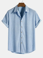 Men's Ribbed Texture Short Sleeve Shirt