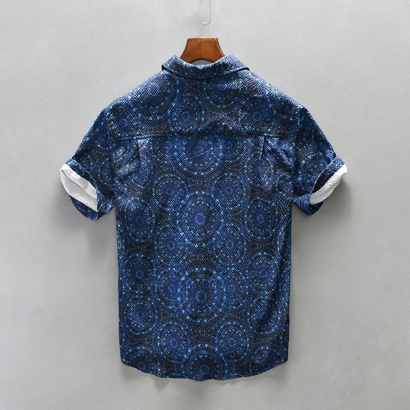 Men's Short Sleeve Floral Print Camp Collar Shirt