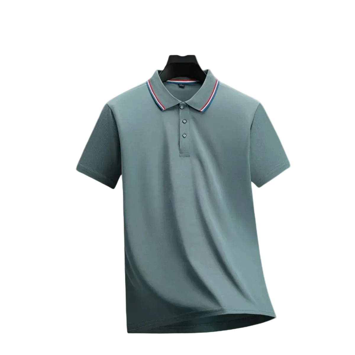 Men's Short-Sleeve Polo Shirt with Tricolor Collar Trim