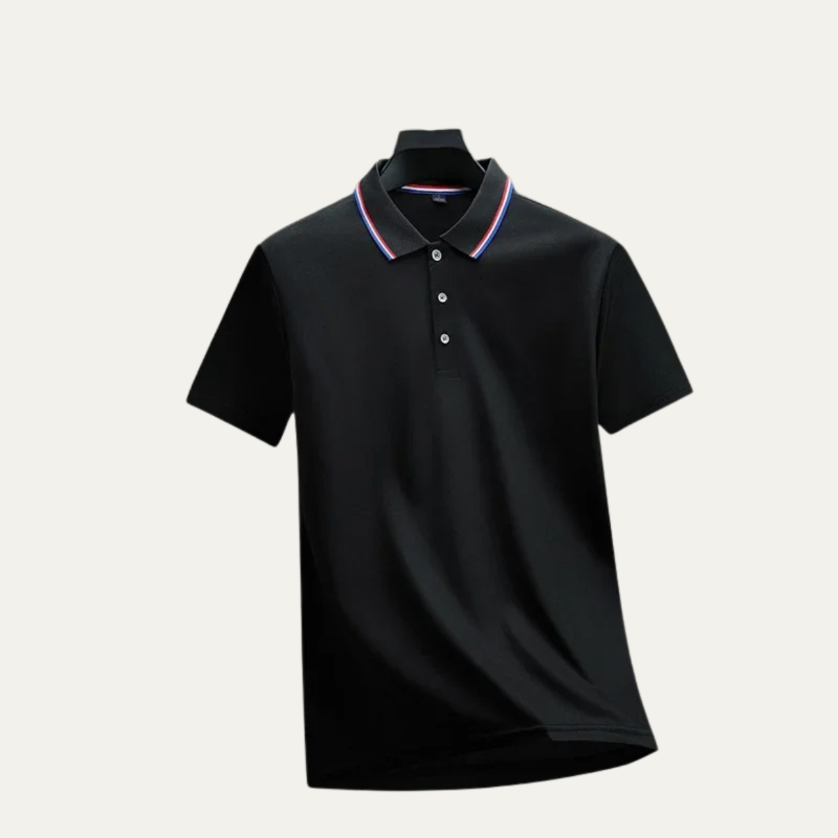 Men's Short-Sleeve Polo Shirt with Tricolor Collar Trim