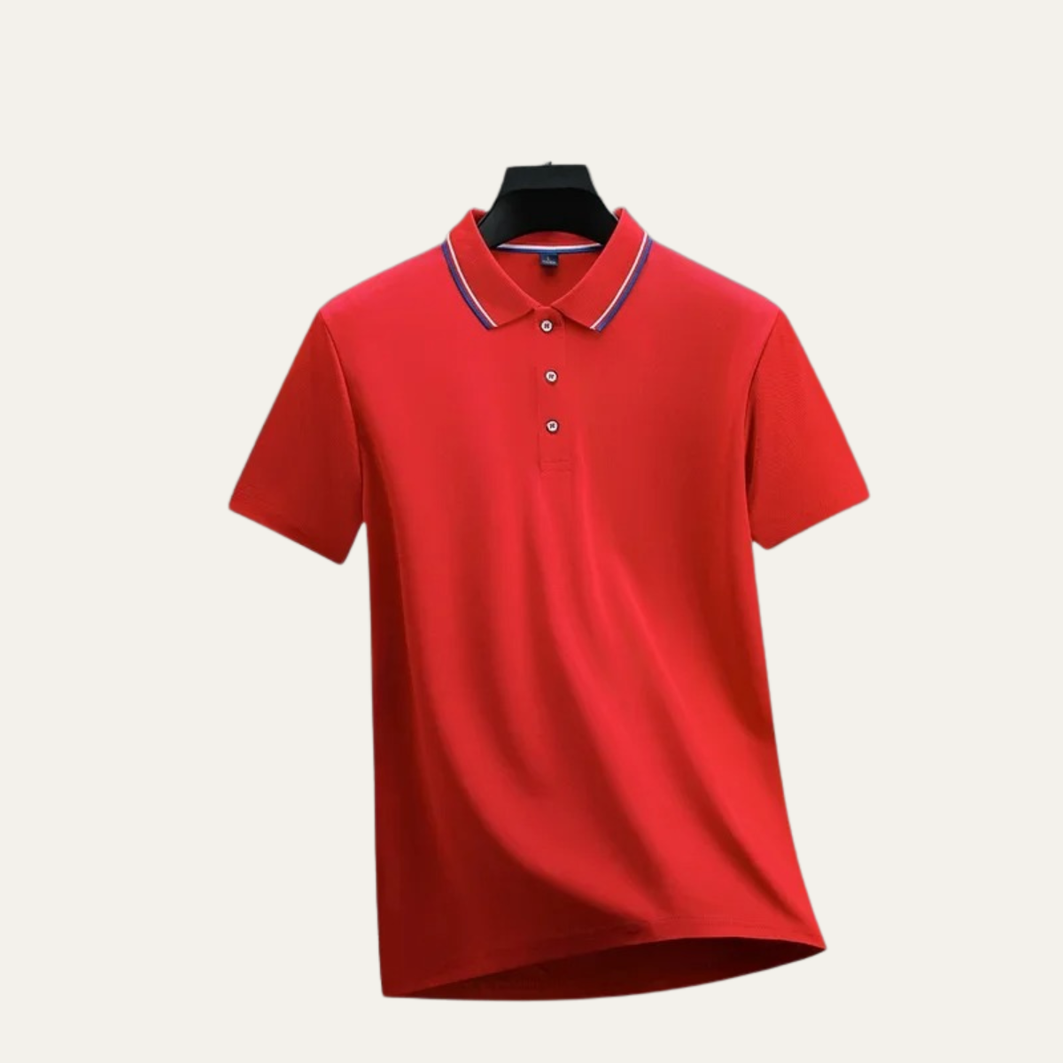 Men's Short-Sleeve Polo Shirt with Tricolor Collar Trim