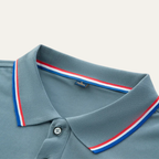 Men's Short-Sleeve Polo Shirt with Tricolor Collar Trim