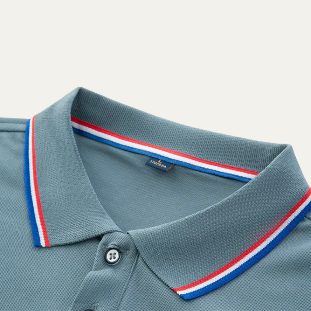 Men's Short-Sleeve Polo Shirt with Tricolor Collar Trim