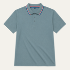 Men's Short-Sleeve Polo Shirt with Tricolor Collar Trim