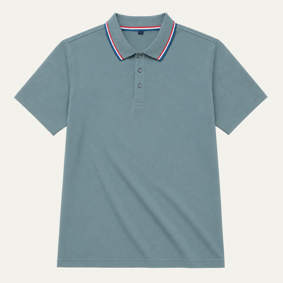Men's Short-Sleeve Polo Shirt with Tricolor Collar Trim