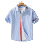 Men's Short Sleeve Shirt with Contrast Stripe Placket