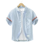 Men's Short Sleeve Shirt with Striped Sleeve Cuffs