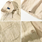 Men's Short Sleeve Wave Texture Shirt with Chest Pocket