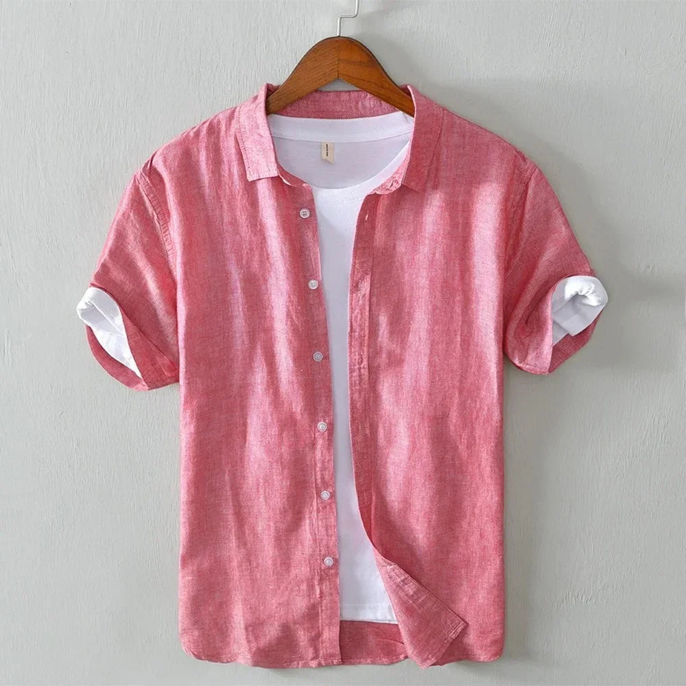 Men's Spread Collar Short Sleeve Shirt
