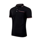 Men's Stripe-Tipped Polo Shirt with Chest Pocket