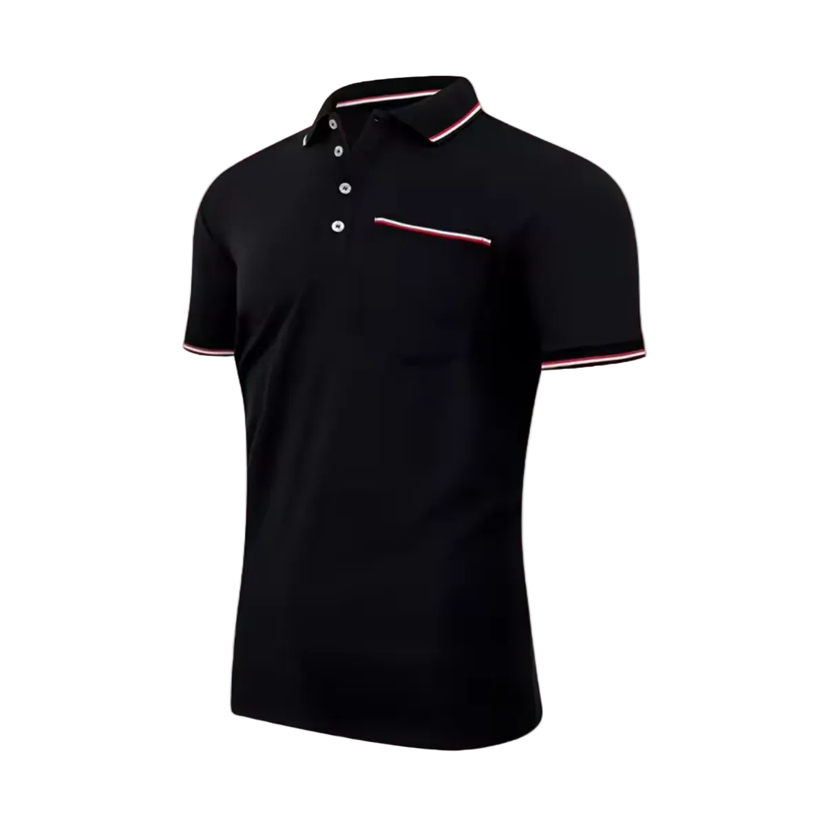 Men's Stripe-Tipped Polo Shirt with Chest Pocket