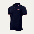 Men's Stripe-Tipped Polo Shirt with Chest Pocket