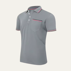 Men's Stripe-Tipped Polo Shirt with Chest Pocket
