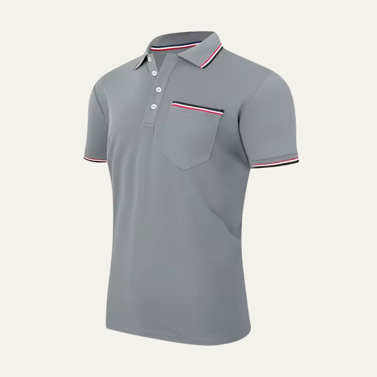 Men's Stripe-Tipped Polo Shirt with Chest Pocket