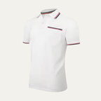 Men's Stripe-Tipped Polo Shirt with Chest Pocket