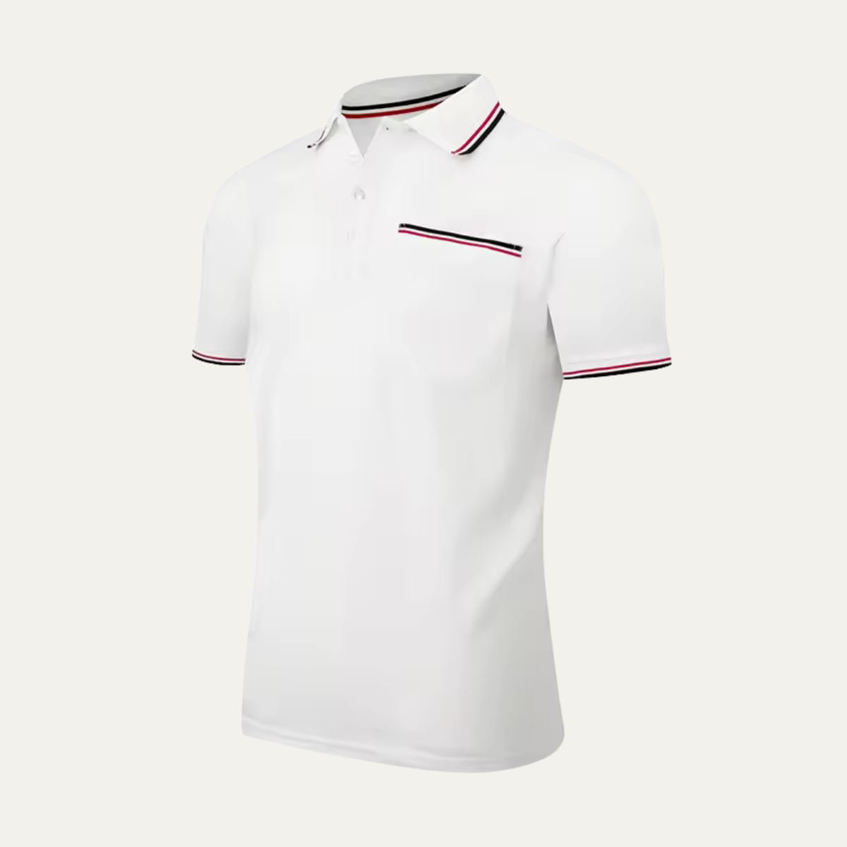 Men's Stripe-Tipped Polo Shirt with Chest Pocket