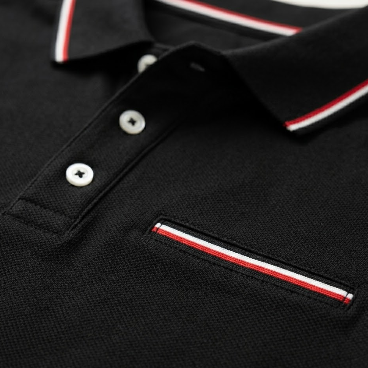 Men's Stripe-Tipped Polo Shirt with Chest Pocket