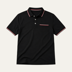 Men's Stripe-Tipped Polo Shirt with Chest Pocket