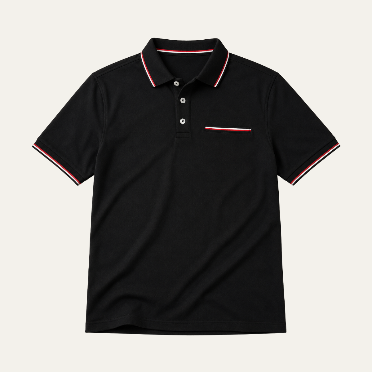 Men's Stripe-Tipped Polo Shirt with Chest Pocket