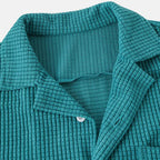 Men's Striped Camp Collar Short Sleeve Shirt