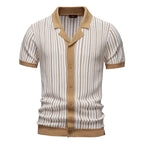 Men's Striped Short Sleeve Shirt with Contrast Trim