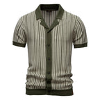 Men's Striped Short Sleeve Shirt with Contrast Trim