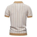 Men's Striped Short Sleeve Shirt with Contrast Trim