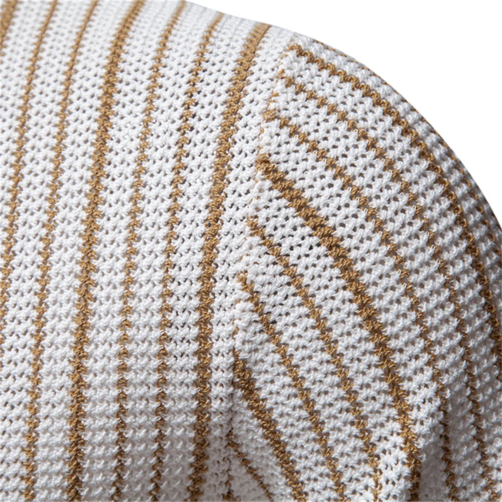 Men's Striped Short Sleeve Shirt with Contrast Trim