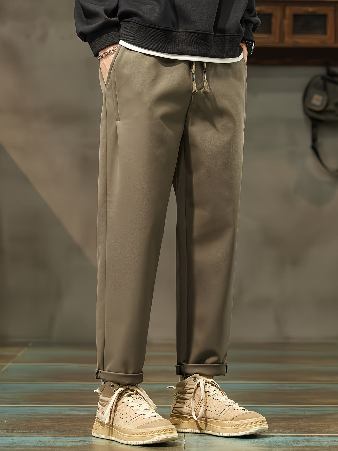 Men's Tapered Pants with Drawstring