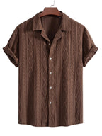 Men's Textured Camp Collar Short Sleeve Shirt