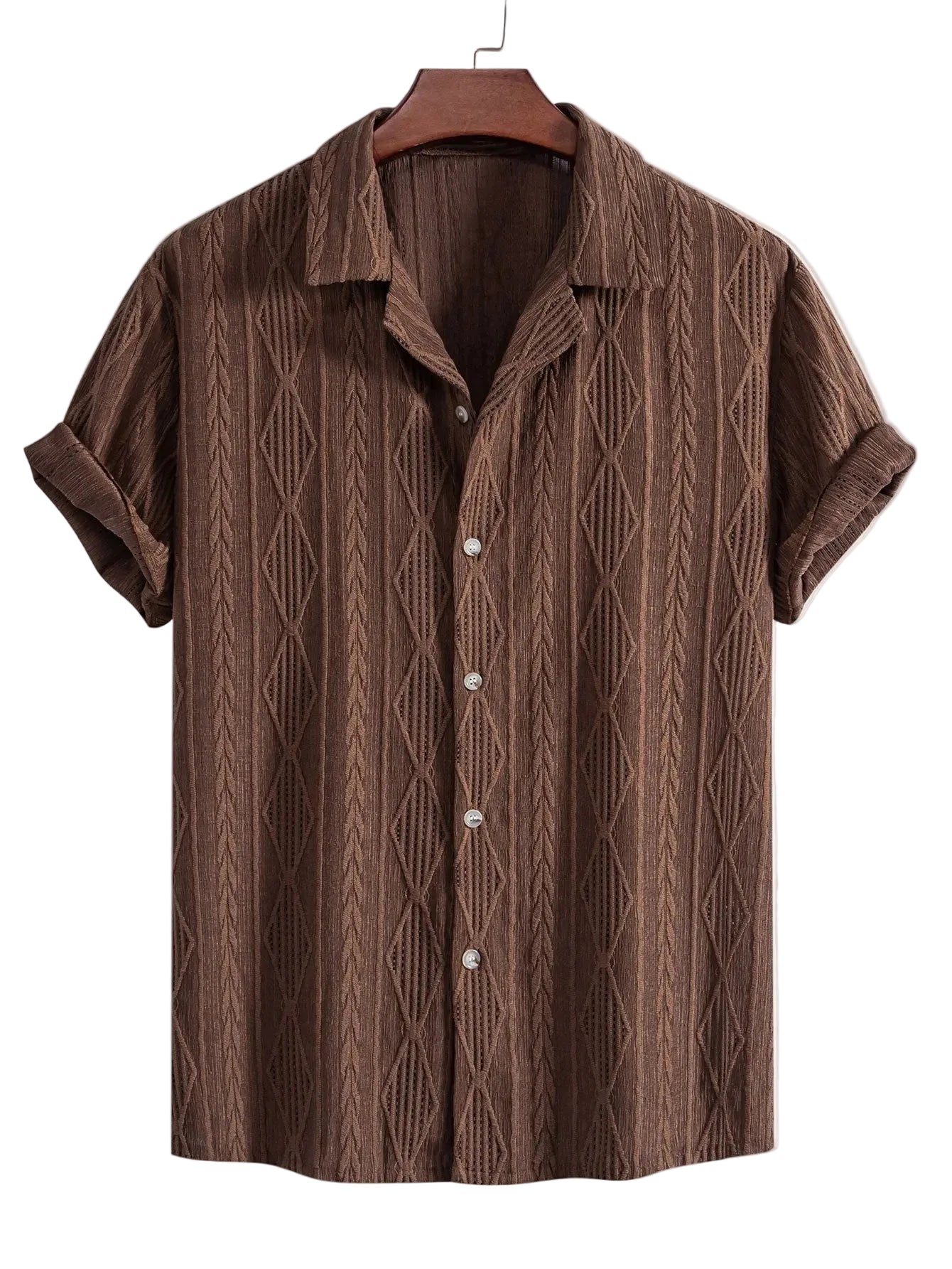 Men's Textured Camp Collar Short Sleeve Shirt