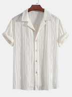 Men's Textured Camp Collar Short Sleeve Shirt