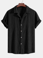 Men's Textured Camp Collar Short Sleeve Shirt