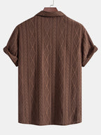 Men's Textured Camp Collar Short Sleeve Shirt