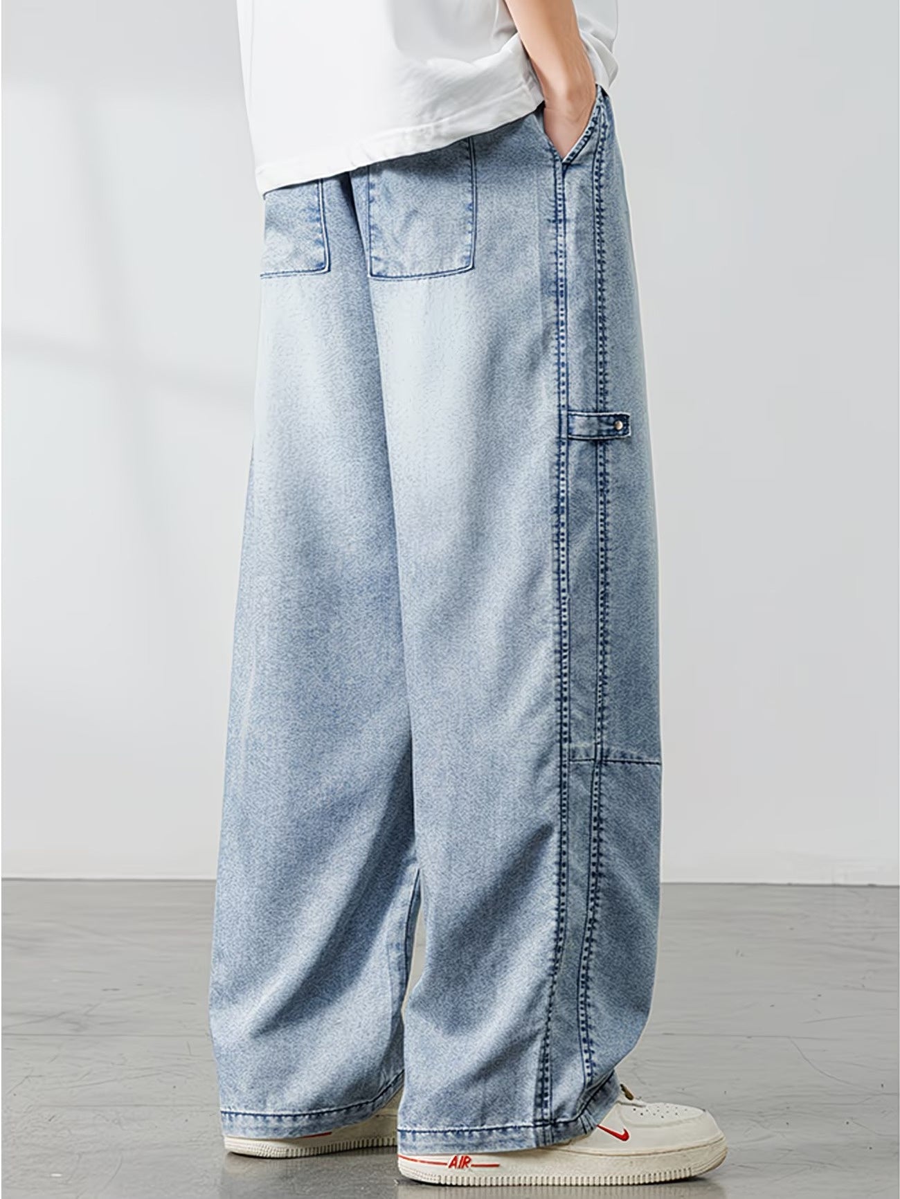 Men's Wide-Leg Acid Wash Pants