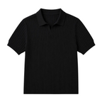 Men's Wide Rib Knit Button Placket Polo Shirt