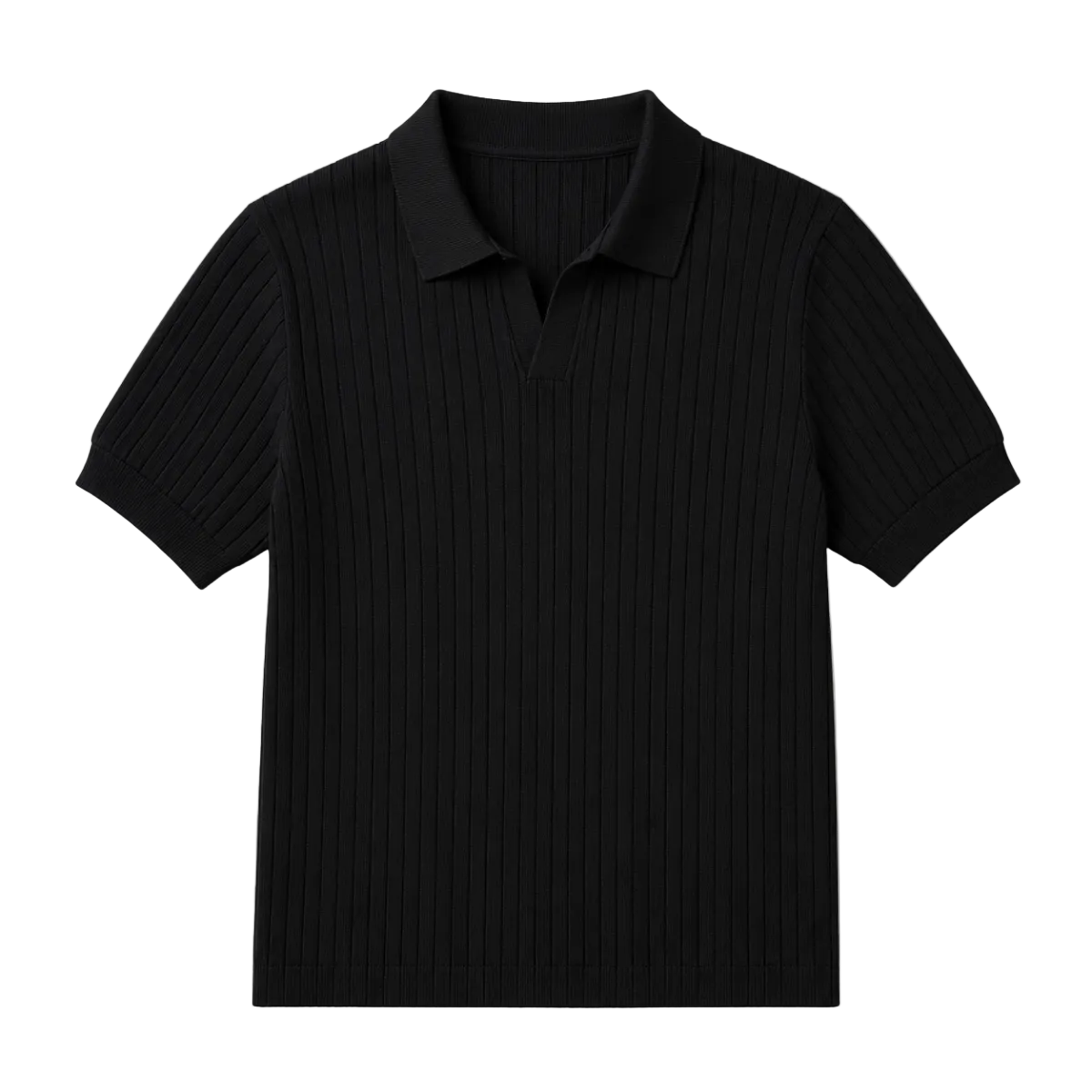 Men's Wide Rib Knit Button Placket Polo Shirt